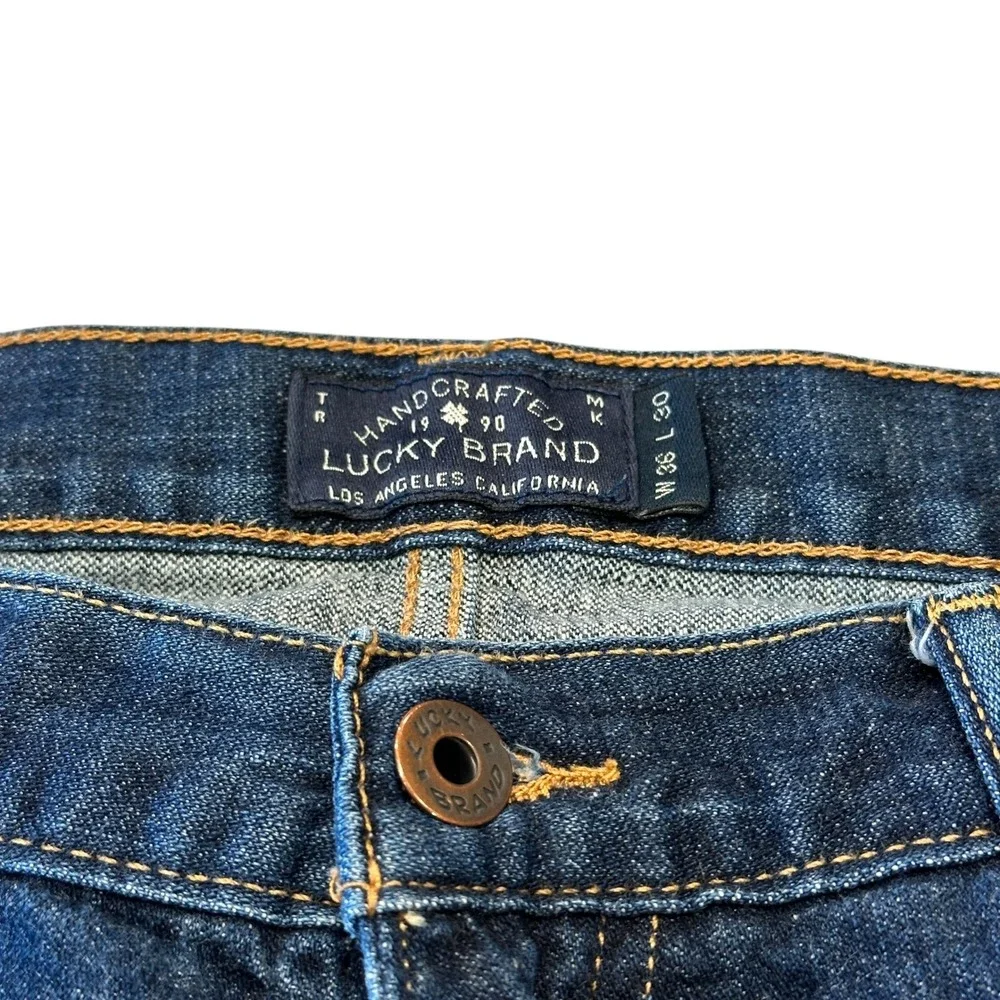 Lucky Brand Mens Jeans Dark Olin Wash Denim Size 36W 30L Straight Leg